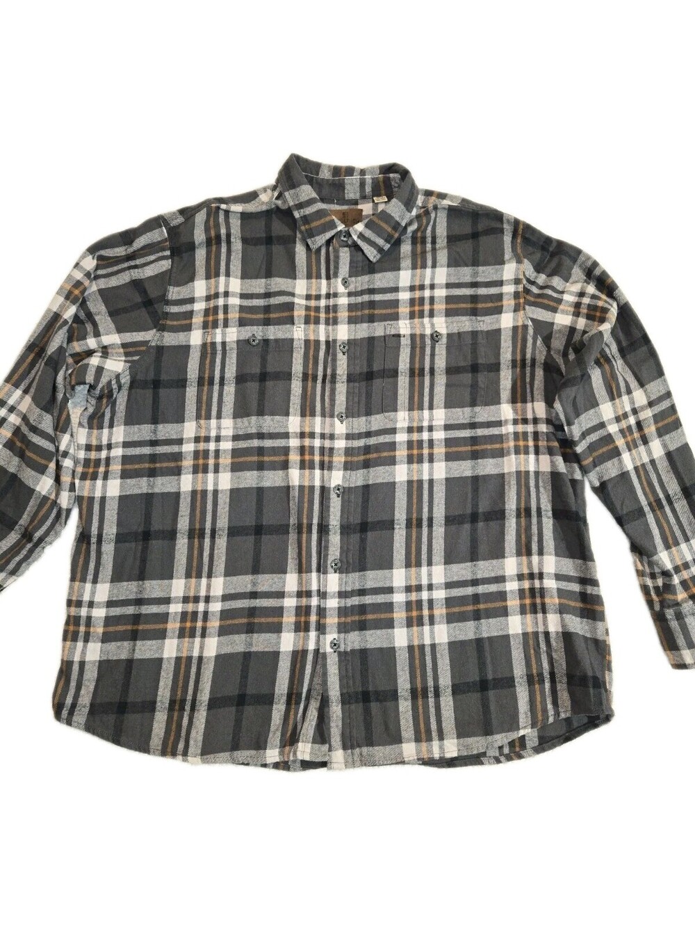 woolrich flannel shirt Mens XXXL 💯 Cotton Flannel Button Down Dark Gray Gray...